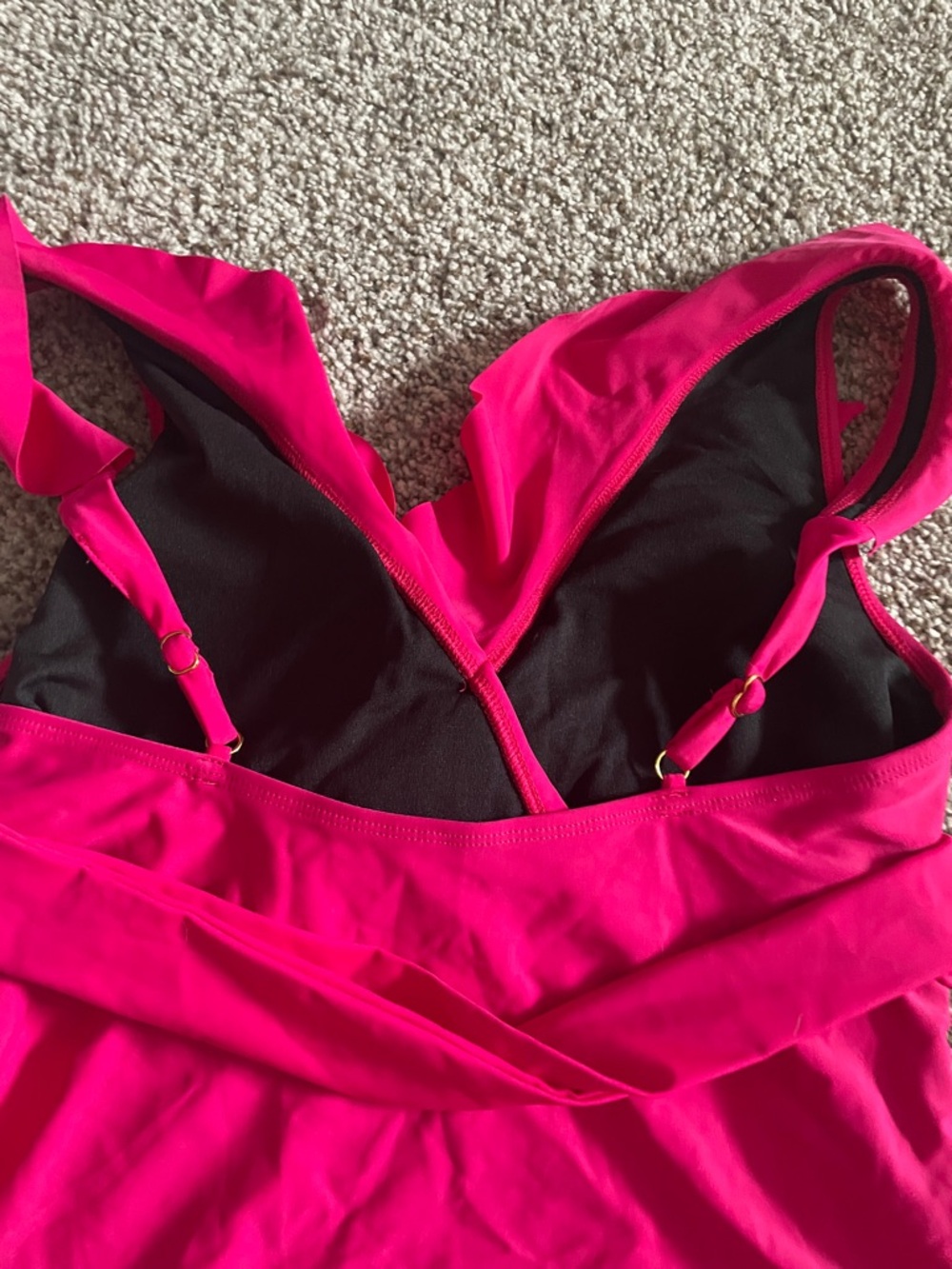 Fuchsia One-Piece Swimsuit with Waist Tie - Picture 6 of 10